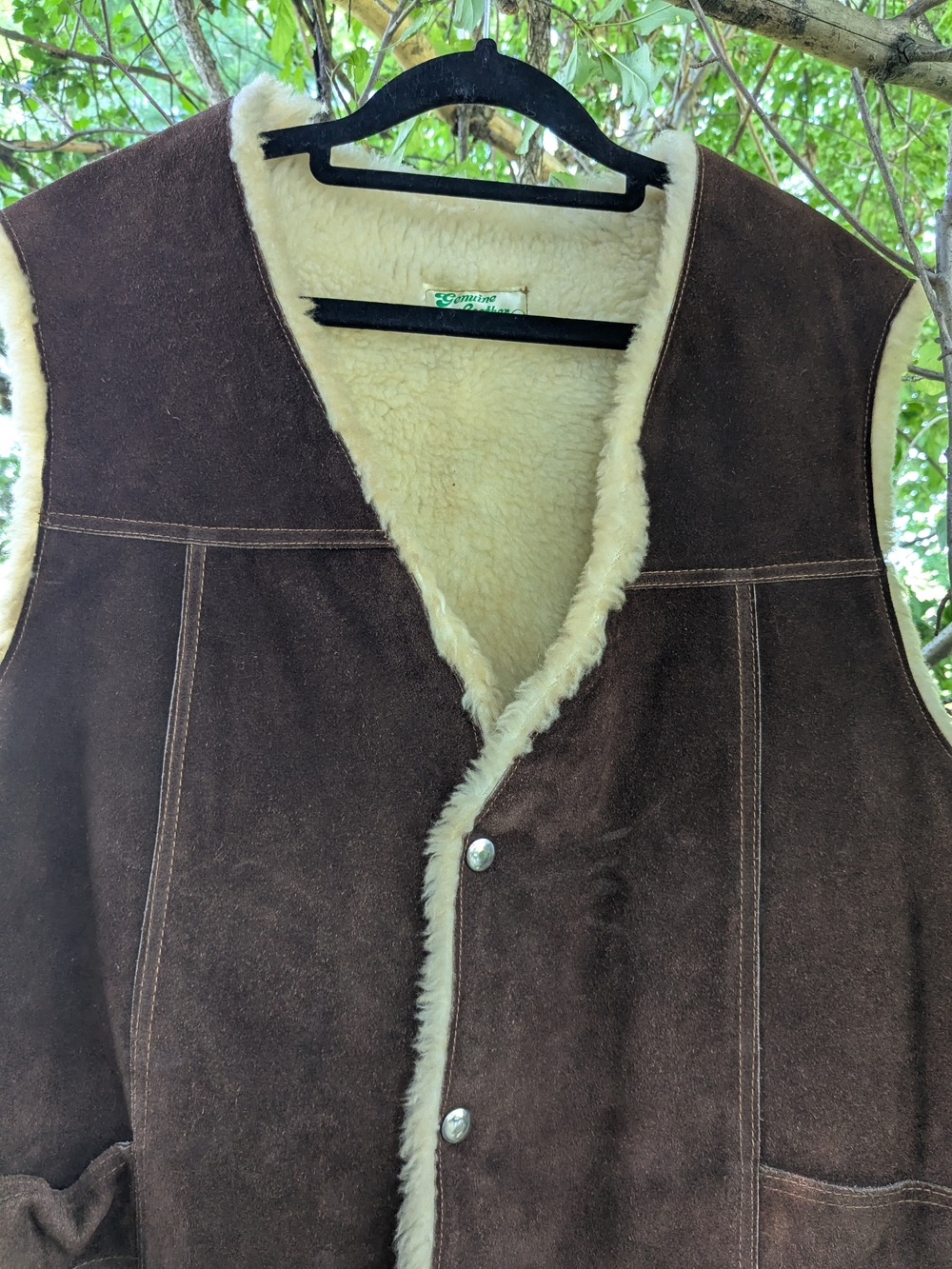 Men's Brown Suede Shearling-Lined Vest